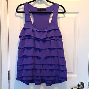 Purple ruffled Aritzia tank with side zip/clasp